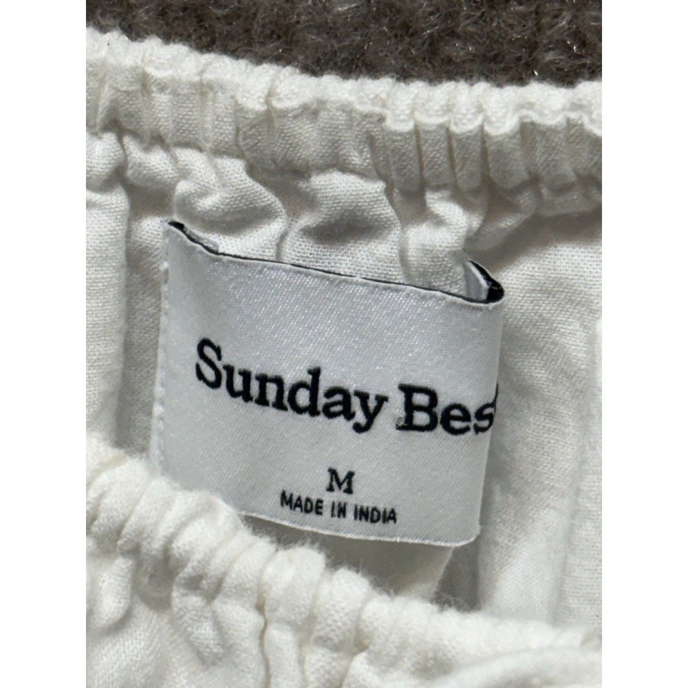 Sunday Best Aritzia Kay Dress Womens Medium White Lined Smocked Puff Sleeve EUC - Picture 2 of 4